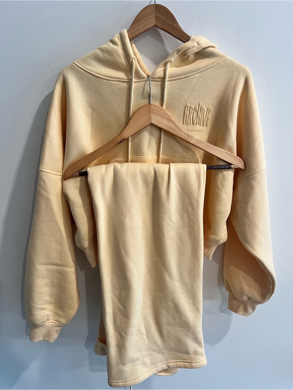 American Bazi “Archive” Cream Hoodie & Wide Leg Sweatpants Set